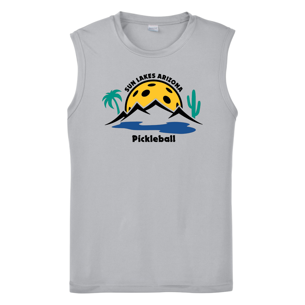Sun Lakes Mens Performance Sleeveless T Large Logo