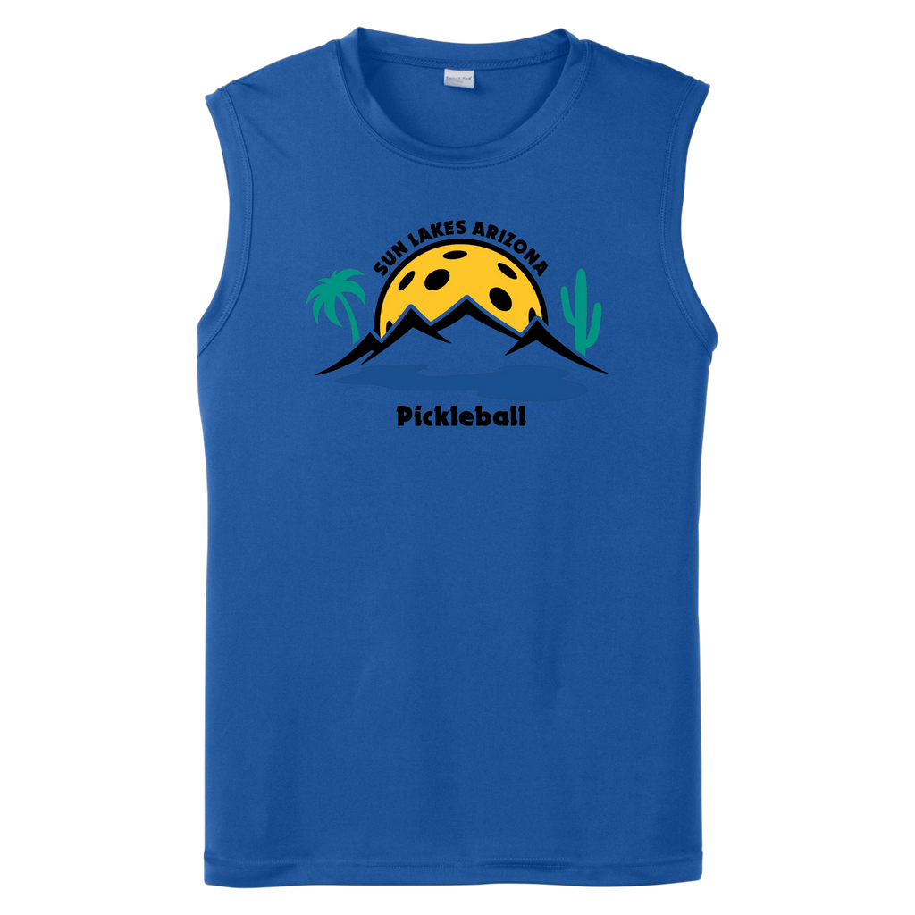 Sun Lakes Mens Performance Sleeveless T Large Logo