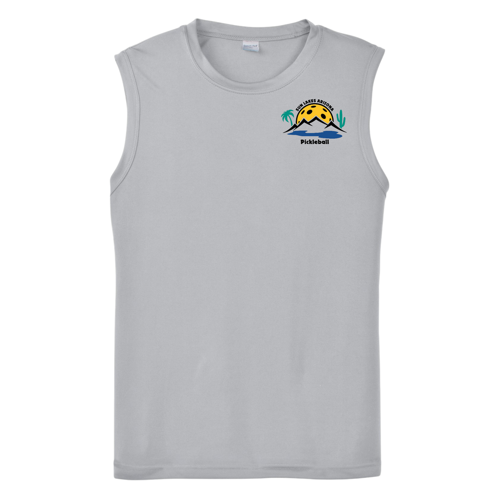 Sun Lakes Mens Performance Sleeveless T Small Logo