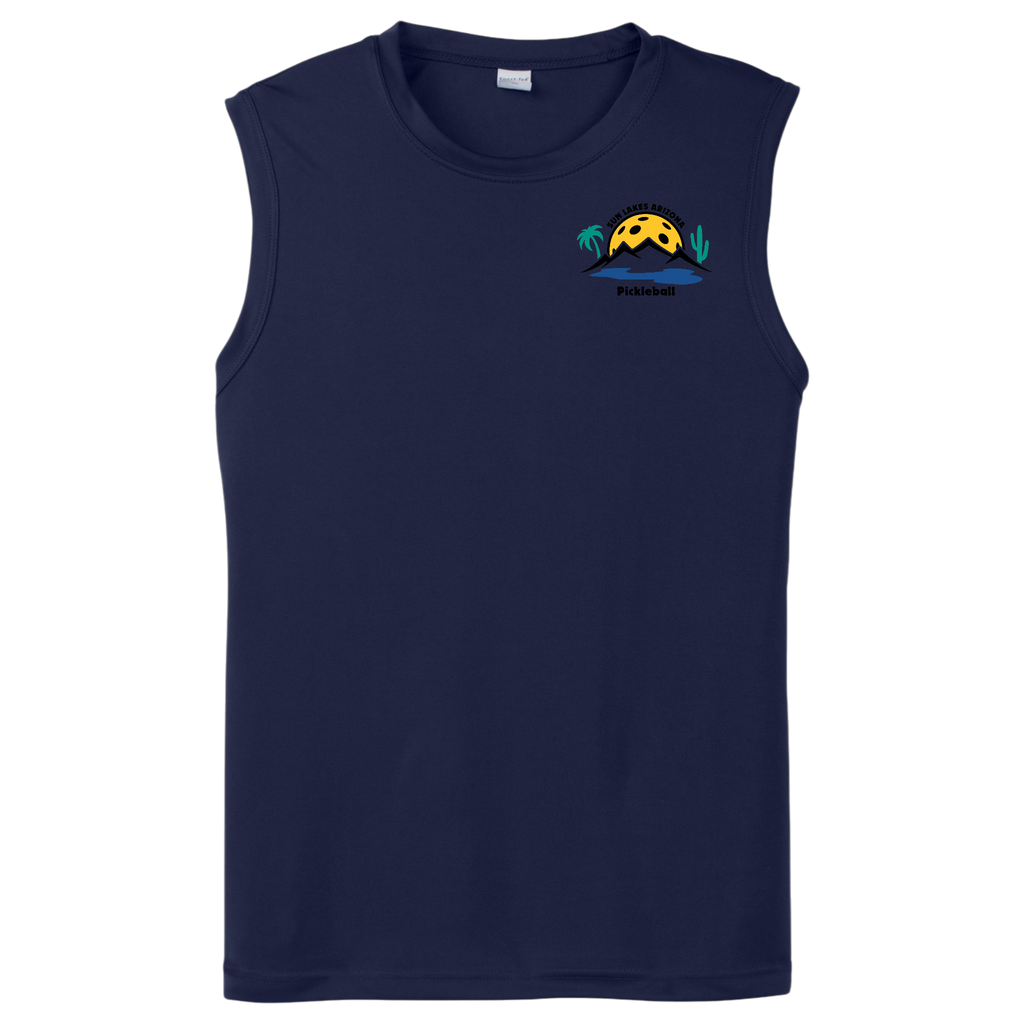 Sun Lakes Mens Performance Sleeveless T Small Logo