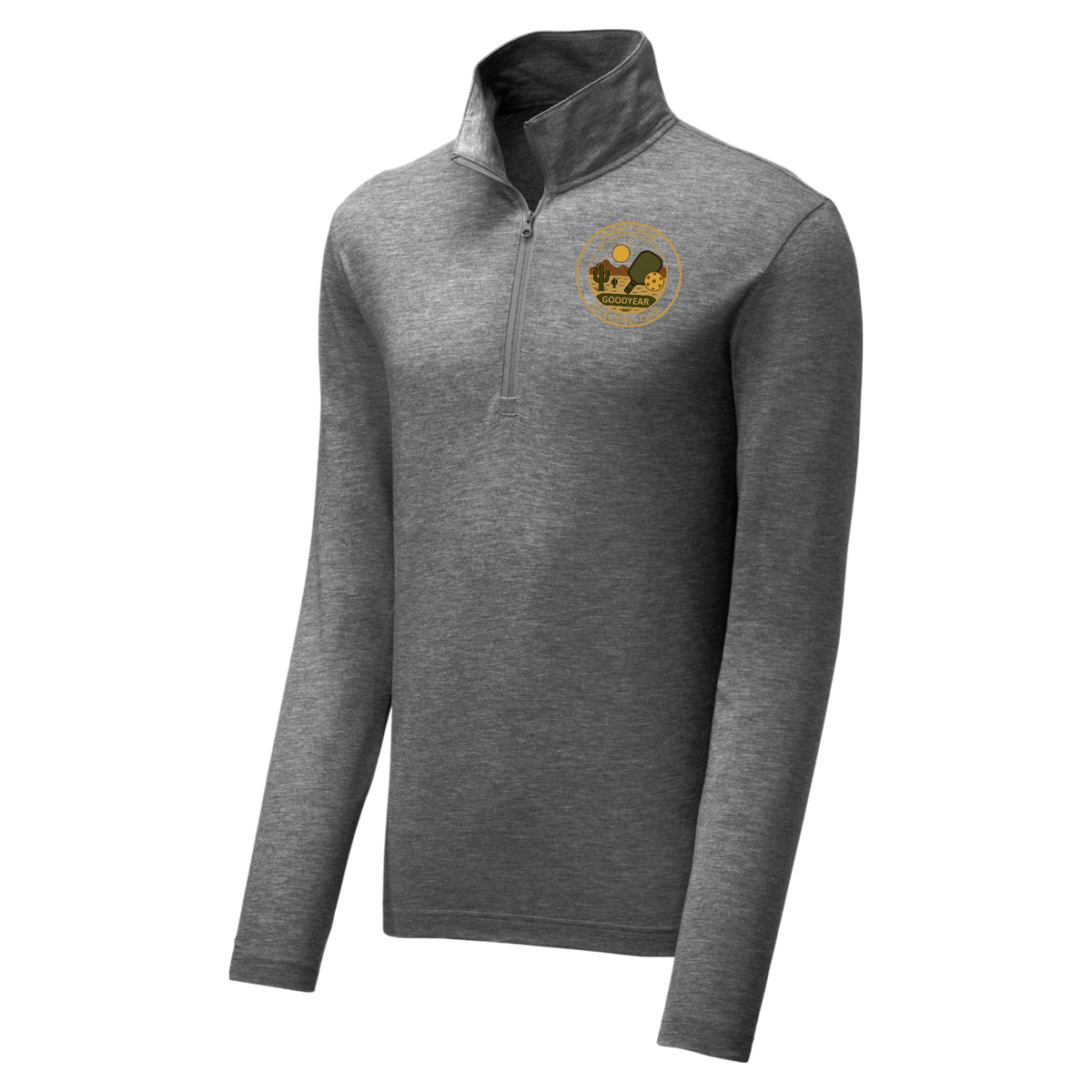 PebbleCreek Mens Quarter Zip Anniv Logo