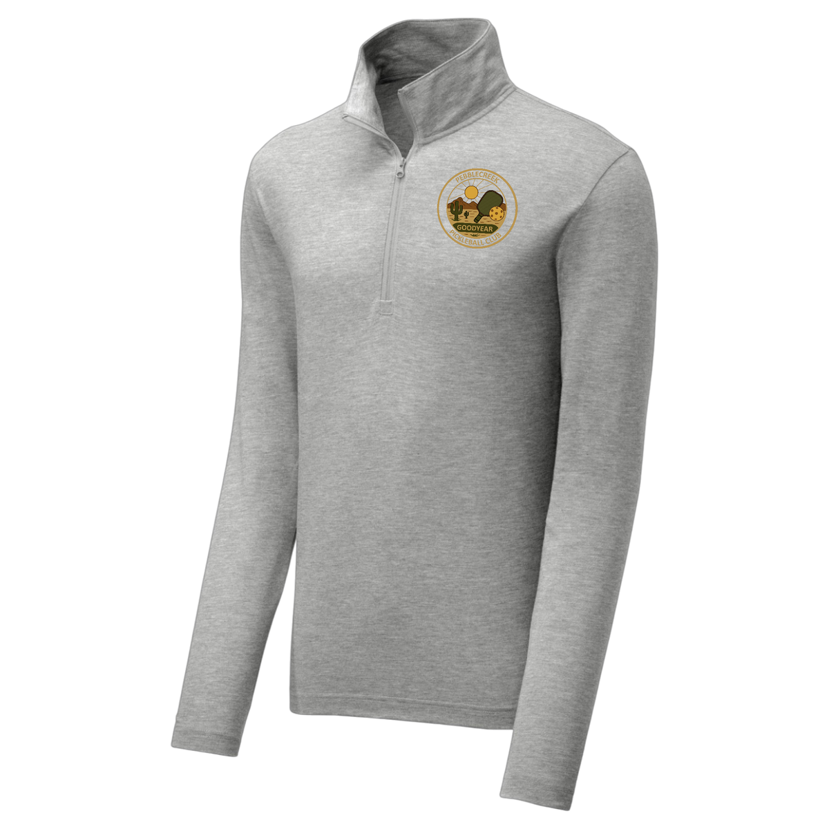 PebbleCreek Mens Quarter Zip Anniv Logo