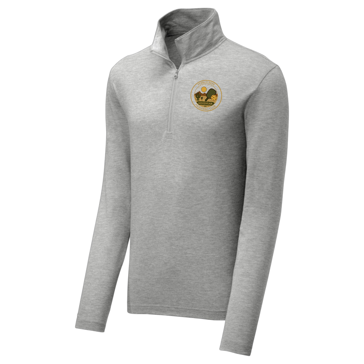 PebbleCreek Mens Quarter Zip Alt Logo