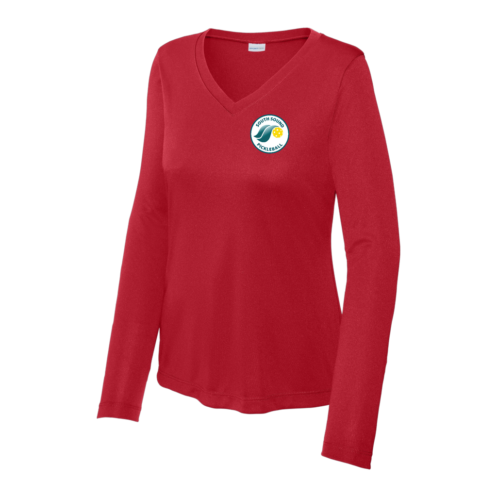 SSPC Womens Performance Long Sleeve V Neck Shirt Small Logo