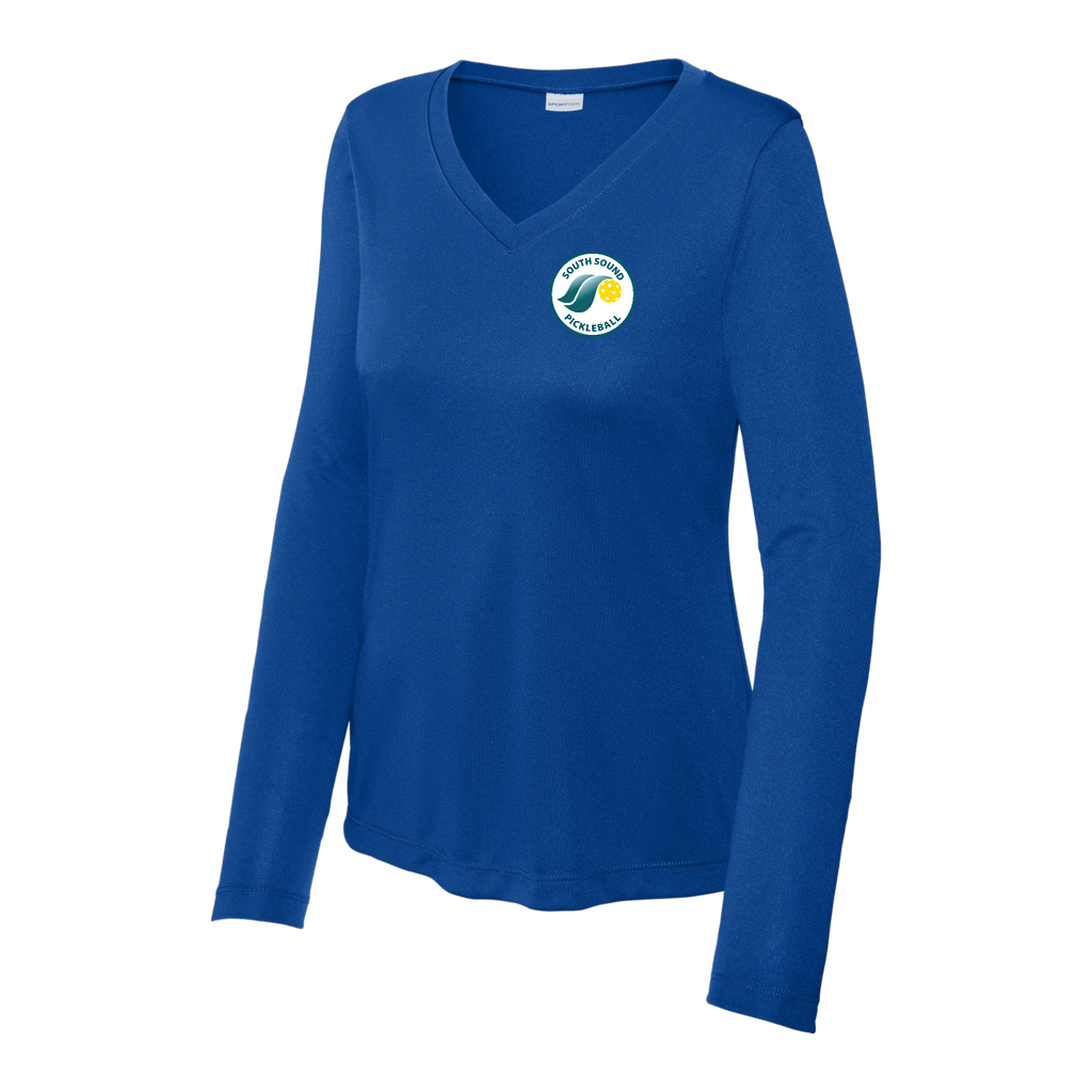 SSPC Womens Performance Long Sleeve V Neck Shirt Small Logo