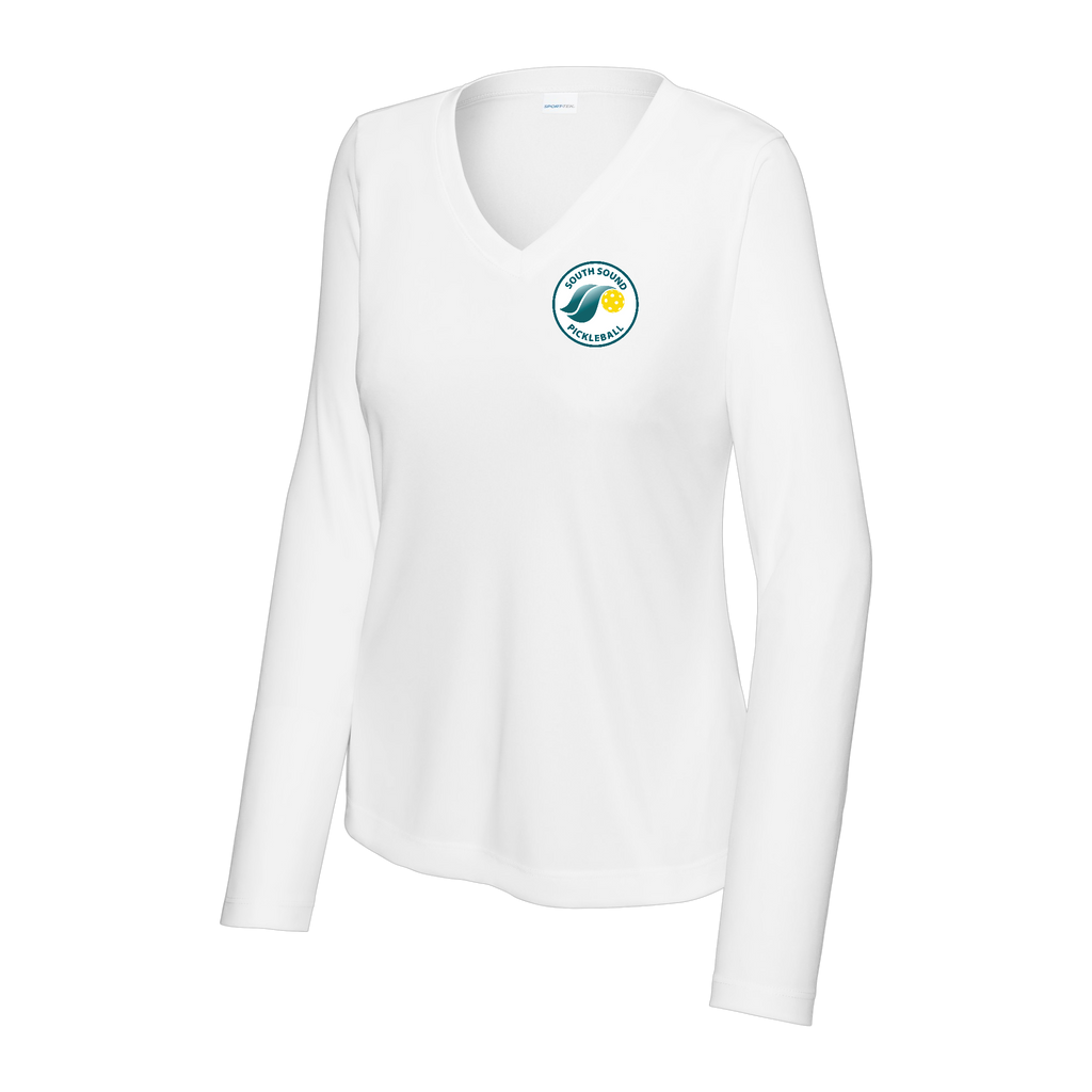 SSPC Womens Performance Long Sleeve V Neck Shirt Small Logo