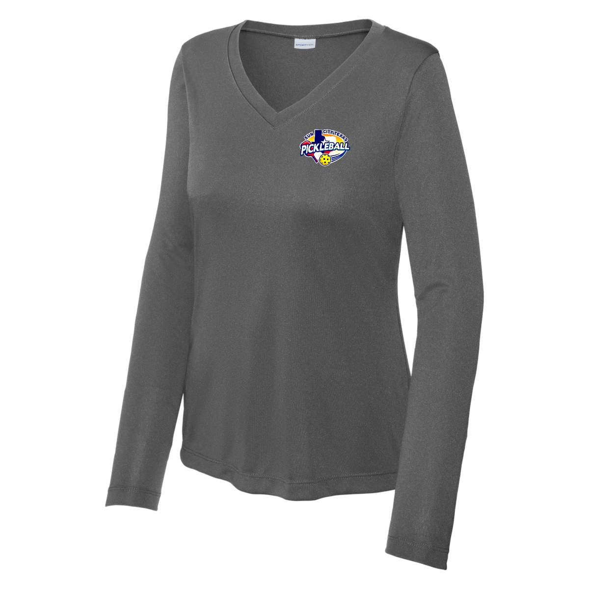 Sun City Womens Performance Long Sleeve V Neck Shirt Small Logo