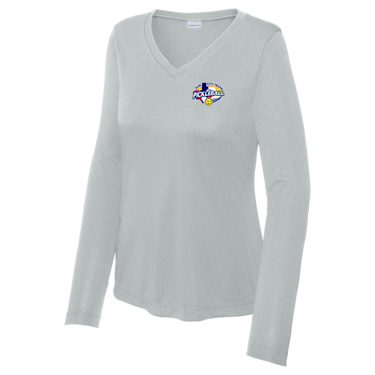 Sun City Womens Performance Long Sleeve V Neck Shirt Small Logo