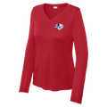 Sun City Womens Performance Long Sleeve V Neck Shirt Small Logo