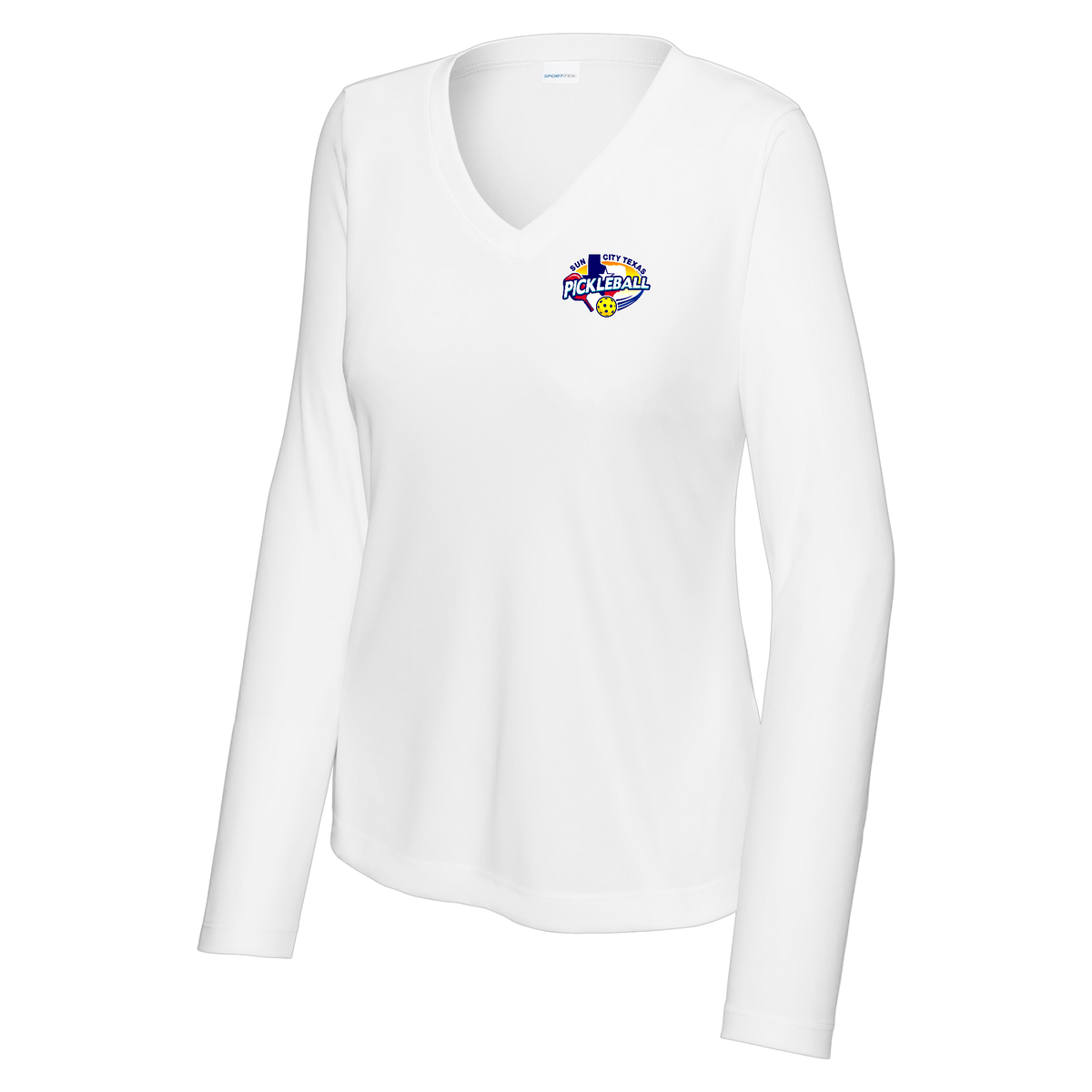 Sun City Womens Performance Long Sleeve V Neck Shirt Small Logo