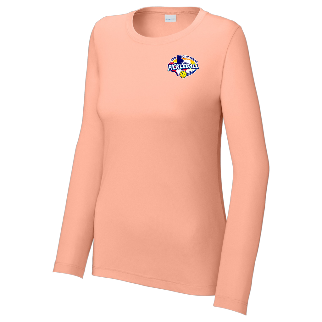 Sun City Womens Performance Long Sleeve Crew Neck Shirt Small Logo