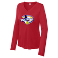 Sun City Womens Performance Long Sleeve V Neck Shirt Large Logo
