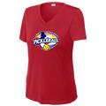 Sun City Womens Short Sleeve V Neck Performance Large Logo
